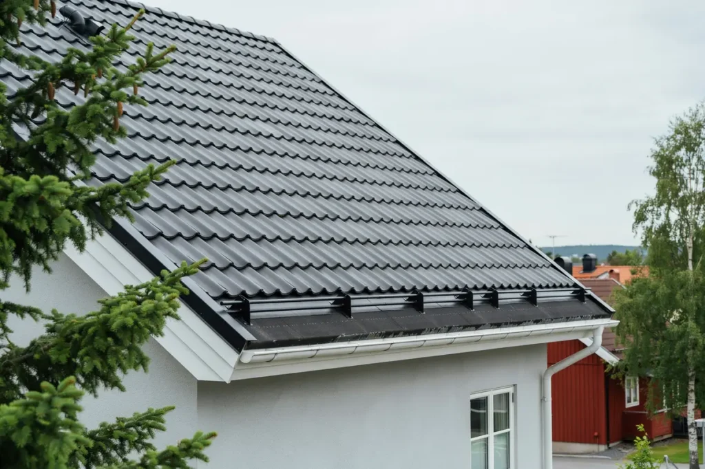 takrenovering och byte av underlagspapp p villa i v stertorp